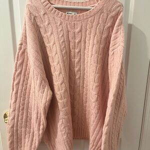 Hollister Chunky Oversized Light Pink Cable Knit Sweater
